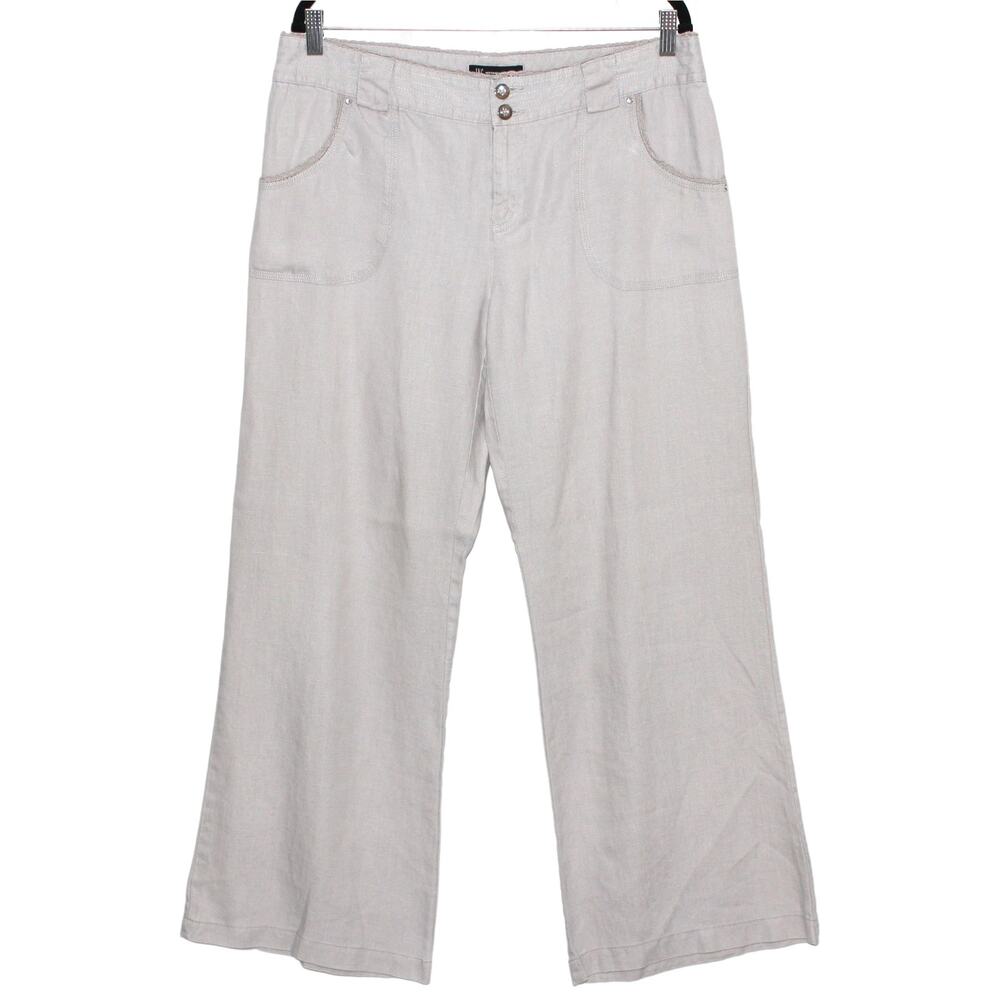 I.N.C 100% Linen Light Grey Casual Pants Size 12